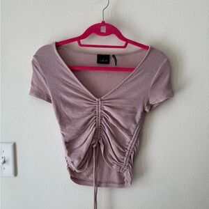 Urban Outfitters Purple Ruched Tie Front Crop Blouse